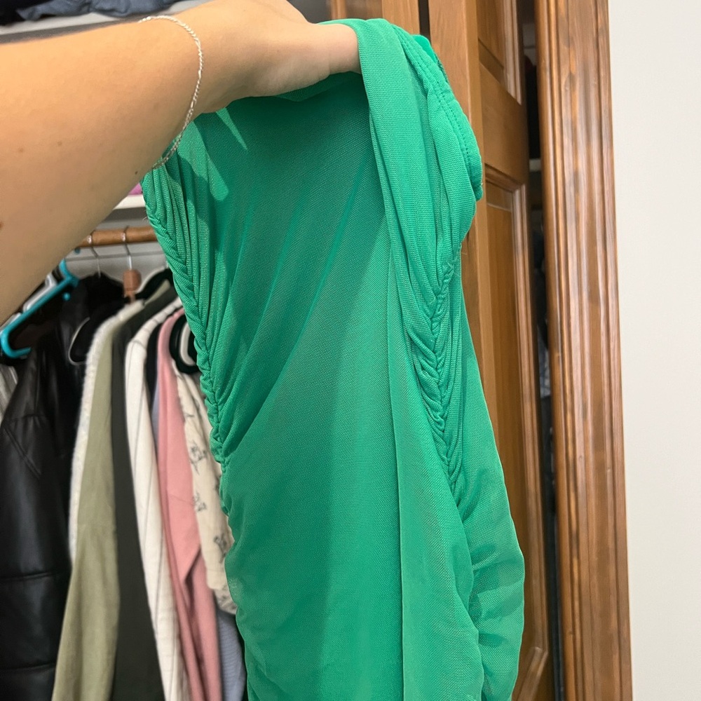 Vibrant Green Ruched Dress